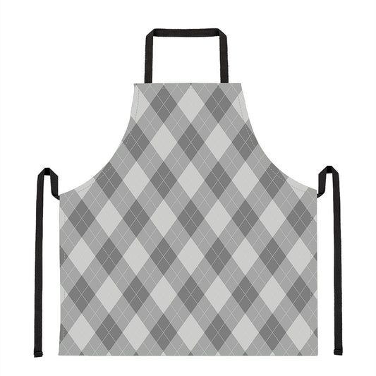Grey Argyle Pattern Print Apron