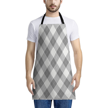 Grey Argyle Pattern Print Apron