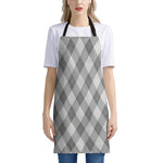 Grey Argyle Pattern Print Apron