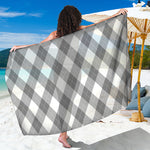 Grey Argyle Pattern Print Beach Sarong Wrap