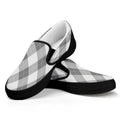 Grey Argyle Pattern Print Black Slip On Sneakers