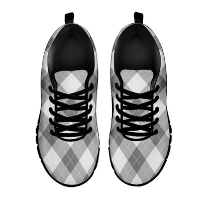 Grey Argyle Pattern Print Black Sneakers