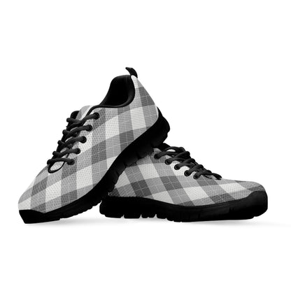 Grey Argyle Pattern Print Black Sneakers