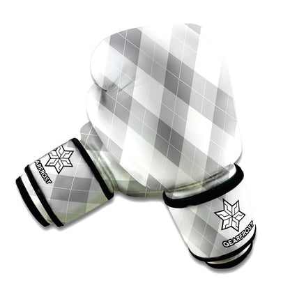 Grey Argyle Pattern Print Boxing Gloves