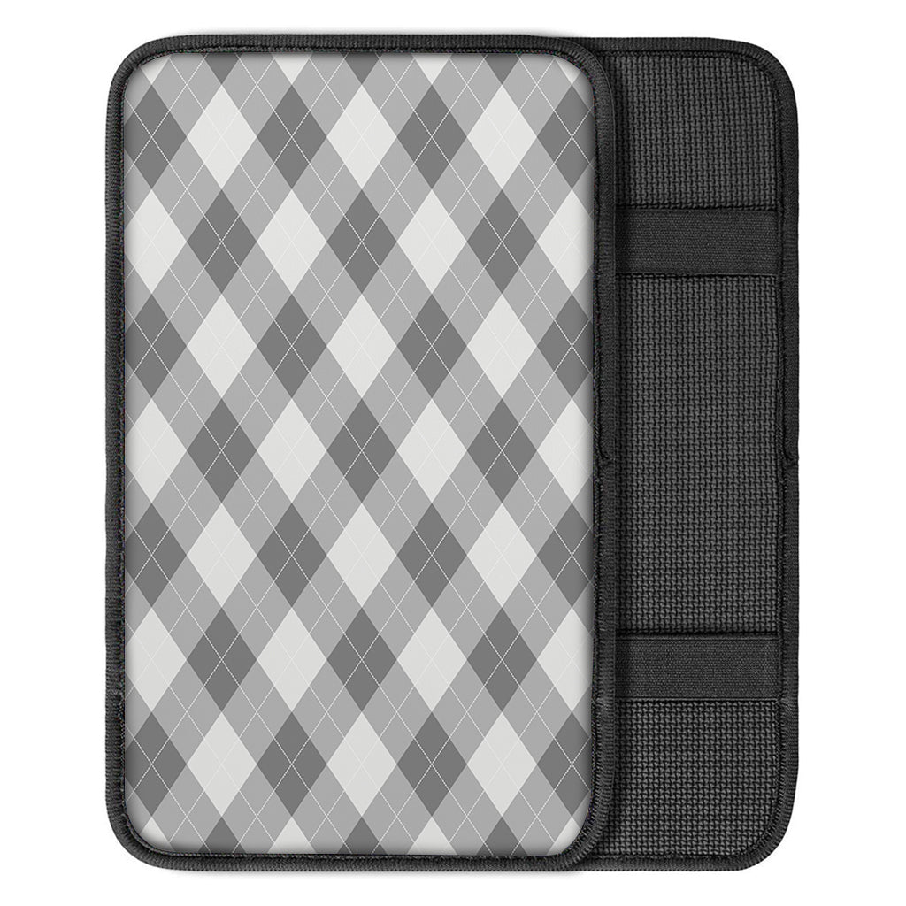 Grey Argyle Pattern Print Car Center Console Cover