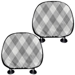 Grey Argyle Pattern Print Car Headrest Covers
