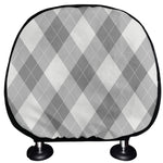 Grey Argyle Pattern Print Car Headrest Covers