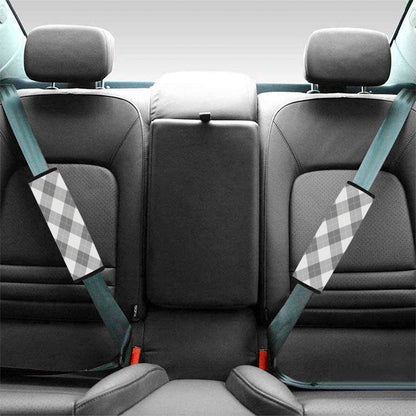 Grey Argyle Pattern Print Car Seat Belt Covers