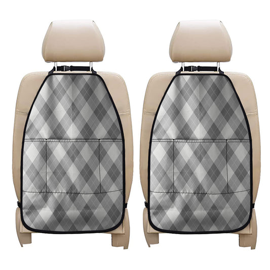 Grey Argyle Pattern Print Car Seat Organizers