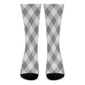 Grey Argyle Pattern Print Crew Socks