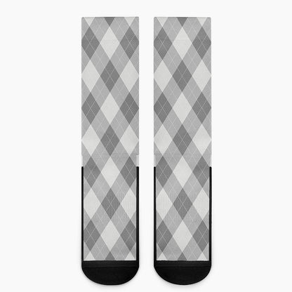 Grey Argyle Pattern Print Crew Socks