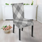 Grey Argyle Pattern Print Dining Chair Slipcover