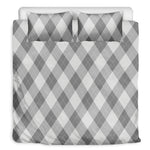 Grey Argyle Pattern Print Duvet Cover Bedding Set