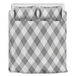Grey Argyle Pattern Print Duvet Cover Bedding Set