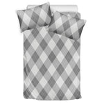 Grey Argyle Pattern Print Duvet Cover Bedding Set