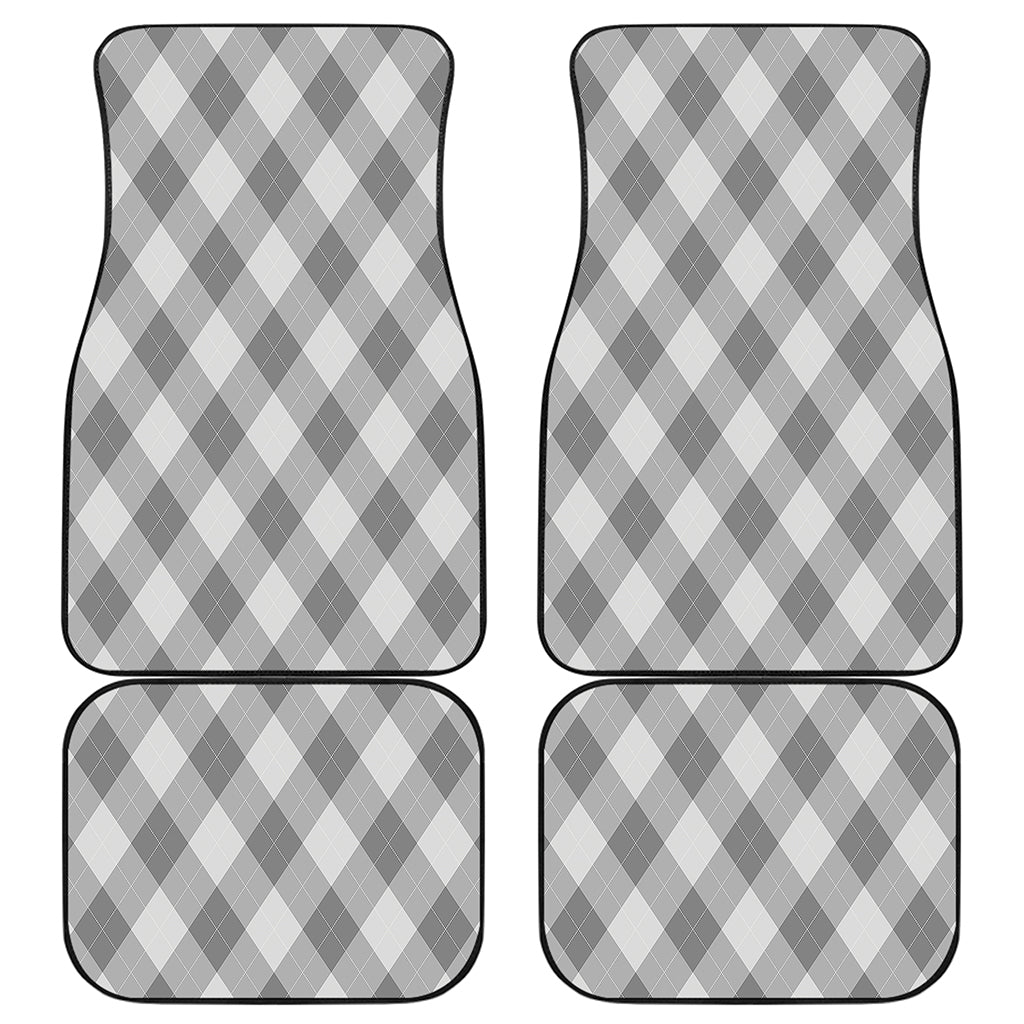Grey Argyle Pattern Print Front and Back Car Floor Mats