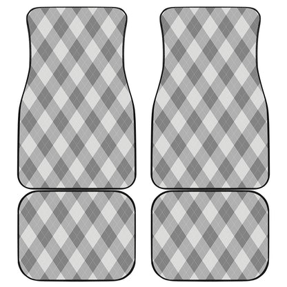 Grey Argyle Pattern Print Front and Back Car Floor Mats