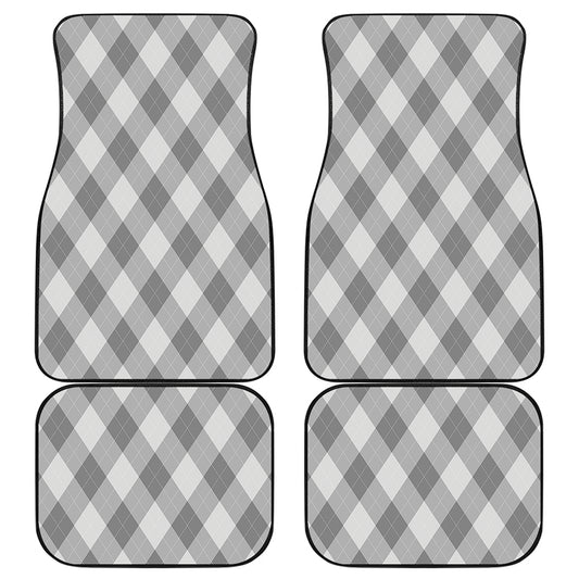 Grey Argyle Pattern Print Front and Back Car Floor Mats