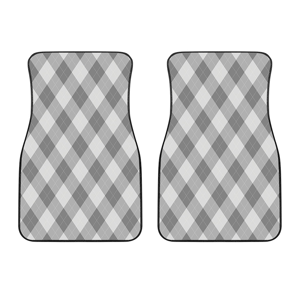 Grey Argyle Pattern Print Front Car Floor Mats