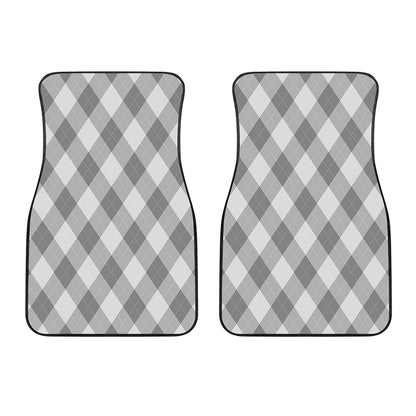 Grey Argyle Pattern Print Front Car Floor Mats