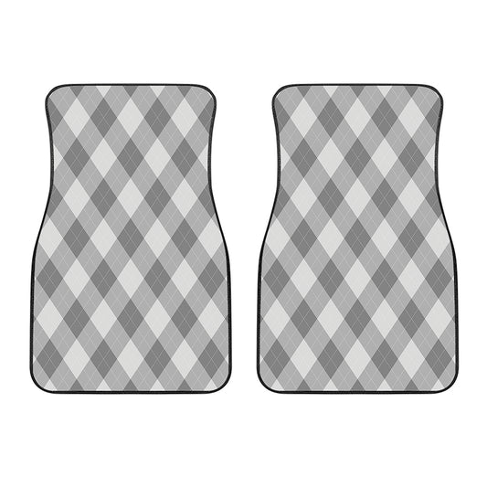 Grey Argyle Pattern Print Front Car Floor Mats