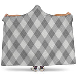 Grey Argyle Pattern Print Hooded Blanket