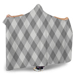 Grey Argyle Pattern Print Hooded Blanket