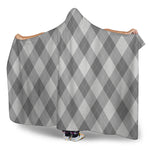 Grey Argyle Pattern Print Hooded Blanket