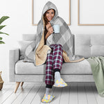Grey Argyle Pattern Print Hooded Blanket