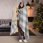 Grey Argyle Pattern Print Hooded Blanket
