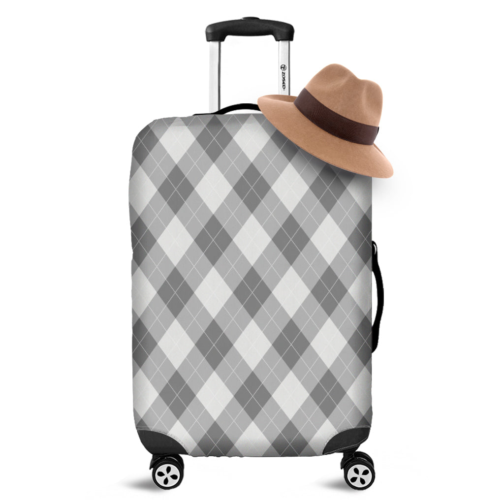 Grey Argyle Pattern Print Luggage Cover