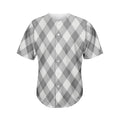 Grey Argyle Pattern Print Men's Baseball Jersey
