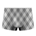 Grey Argyle Pattern Print Men's Boxer Briefs