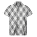 Grey Argyle Pattern Print Men's Short Sleeve Shirt