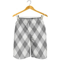 Grey Argyle Pattern Print Men's Shorts