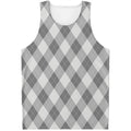 Grey Argyle Pattern Print Men's Tank Top