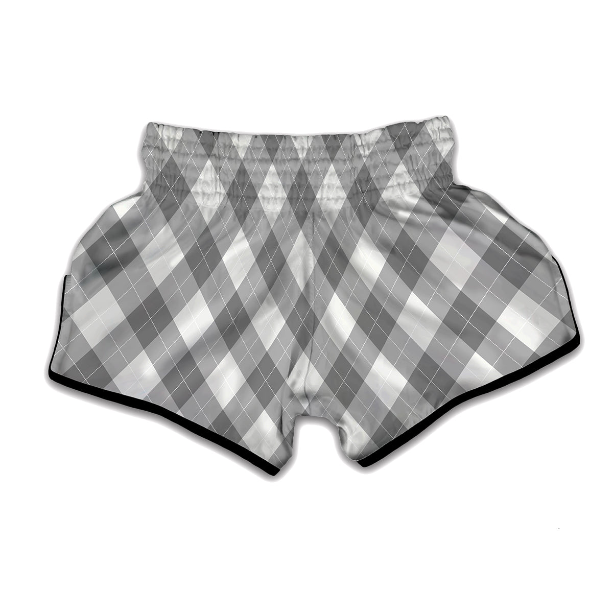 Grey Argyle Pattern Print Muay Thai Boxing Shorts