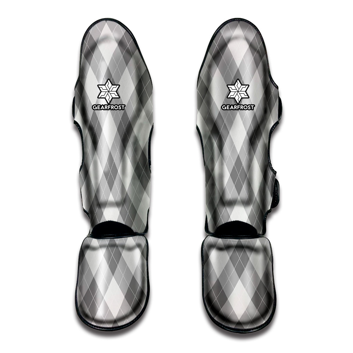 Grey Argyle Pattern Print Muay Thai Shin Guard