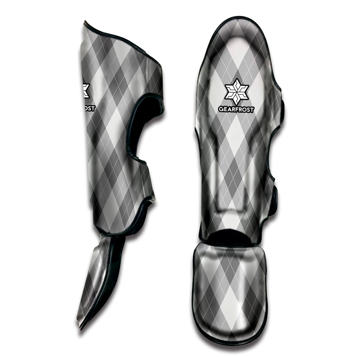 Grey Argyle Pattern Print Muay Thai Shin Guard