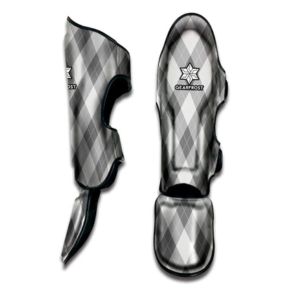 Grey Argyle Pattern Print Muay Thai Shin Guard