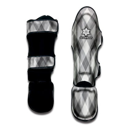 Grey Argyle Pattern Print Muay Thai Shin Guard
