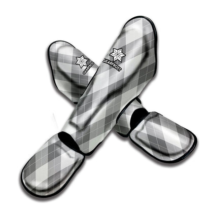 Grey Argyle Pattern Print Muay Thai Shin Guard