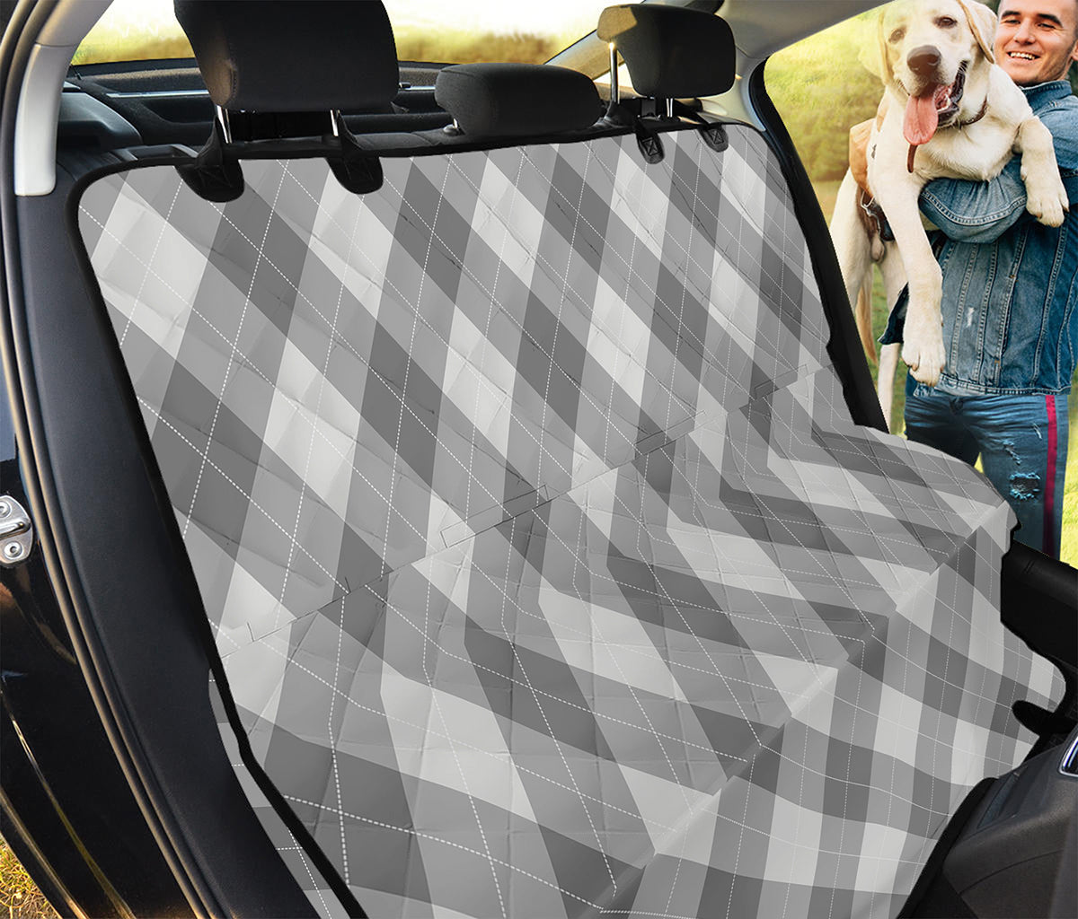 Grey Argyle Pattern Print Pet Car Back Seat Cover