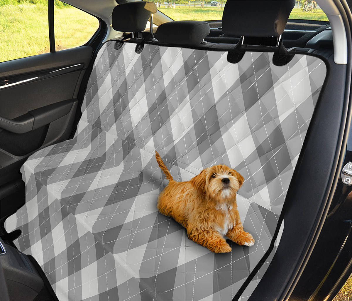 Grey Argyle Pattern Print Pet Car Back Seat Cover