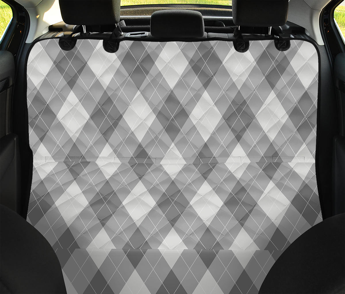 Grey Argyle Pattern Print Pet Car Back Seat Cover