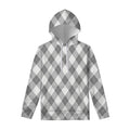 Grey Argyle Pattern Print Pullover Hoodie
