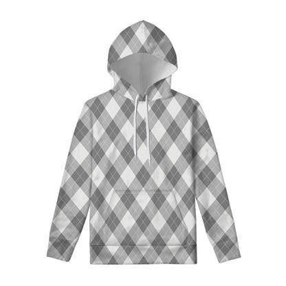 Grey Argyle Pattern Print Pullover Hoodie