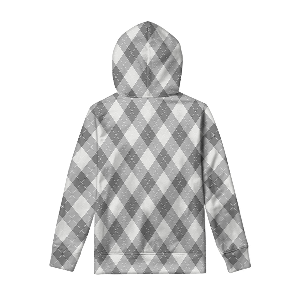 Grey Argyle Pattern Print Pullover Hoodie