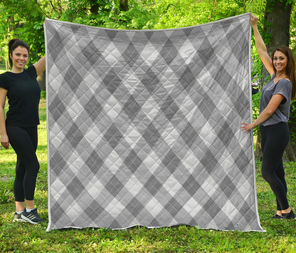 Grey Argyle Pattern Print Quilt