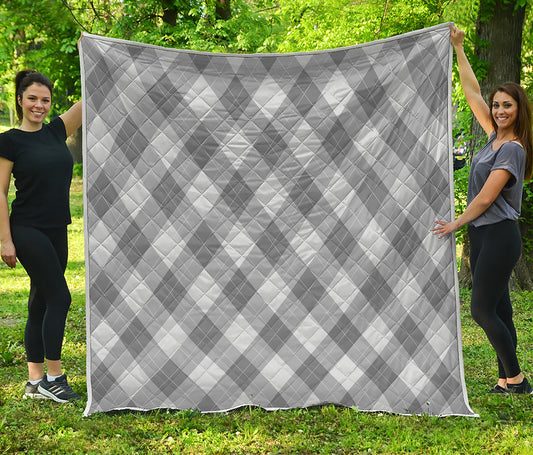 Grey Argyle Pattern Print Quilt